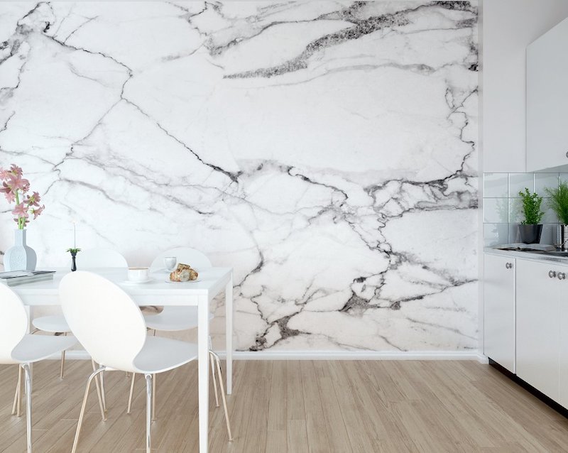cucina con parete in pietra marmo
