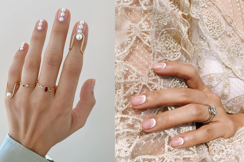 unghie da sposa 2022 con perle