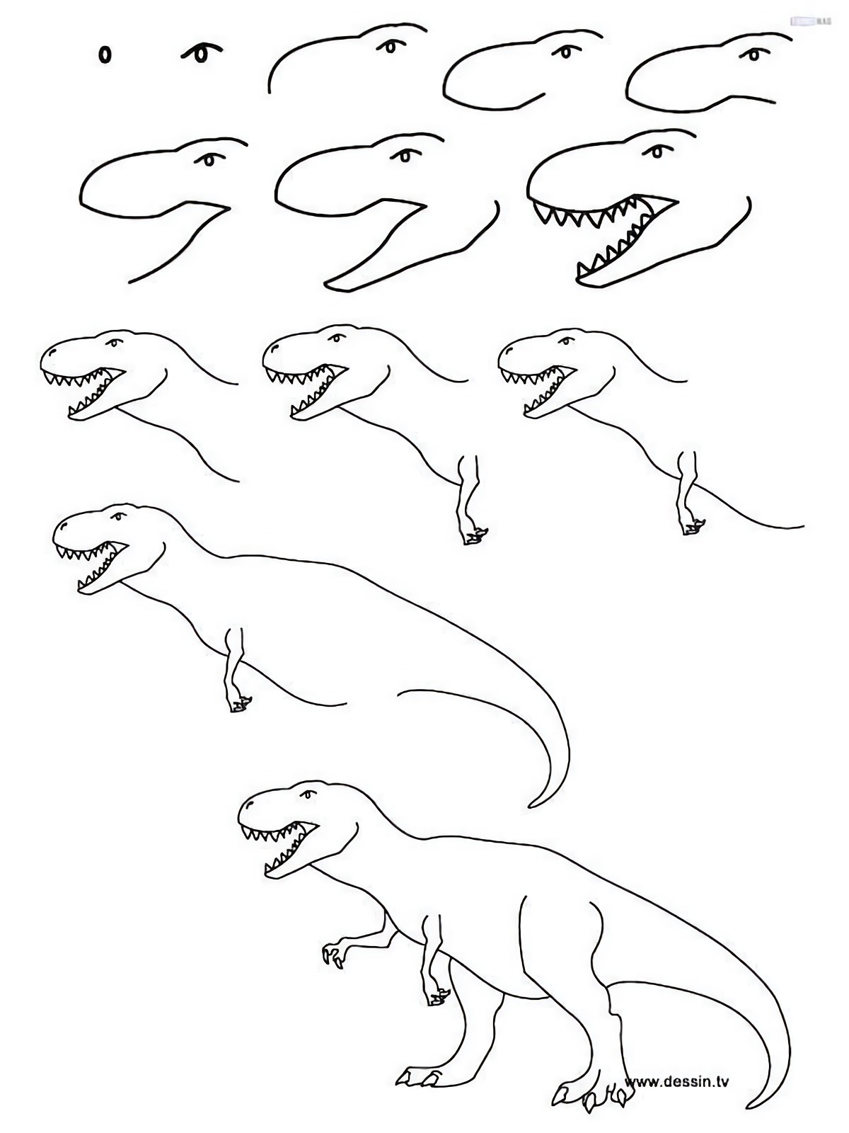 come disegnare un dinosauro tutorial da seguire