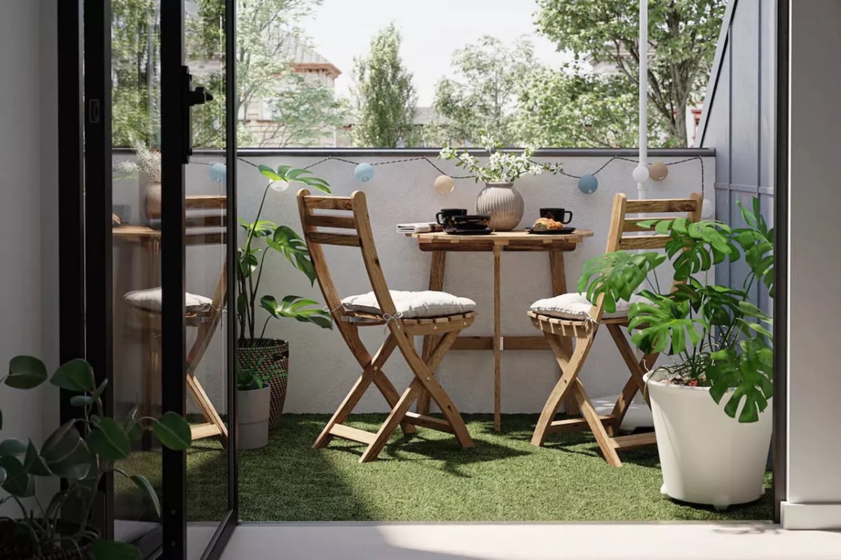 mobili salvaspazio da terrazzo decorazione con piante