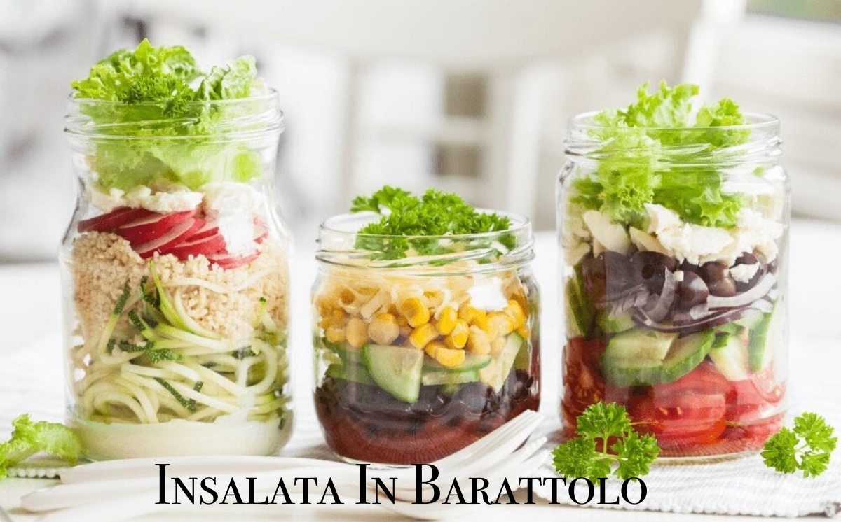 barattoli con insalata verdure tagliate