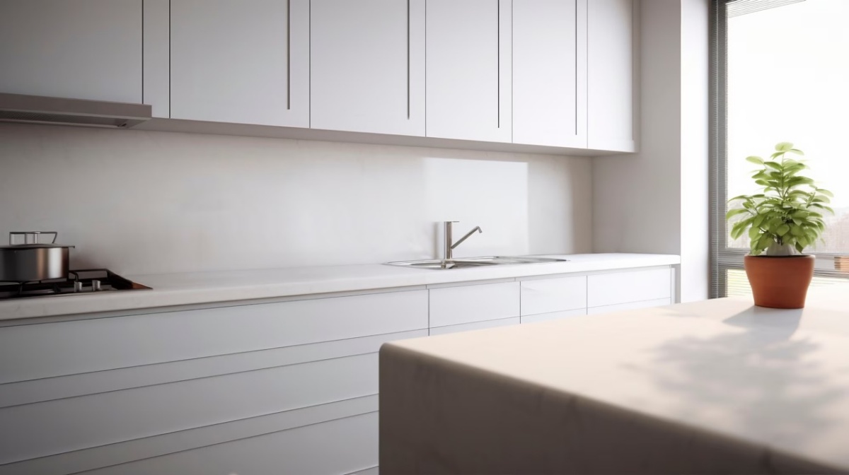 cucina minimal mobili di colore bianco