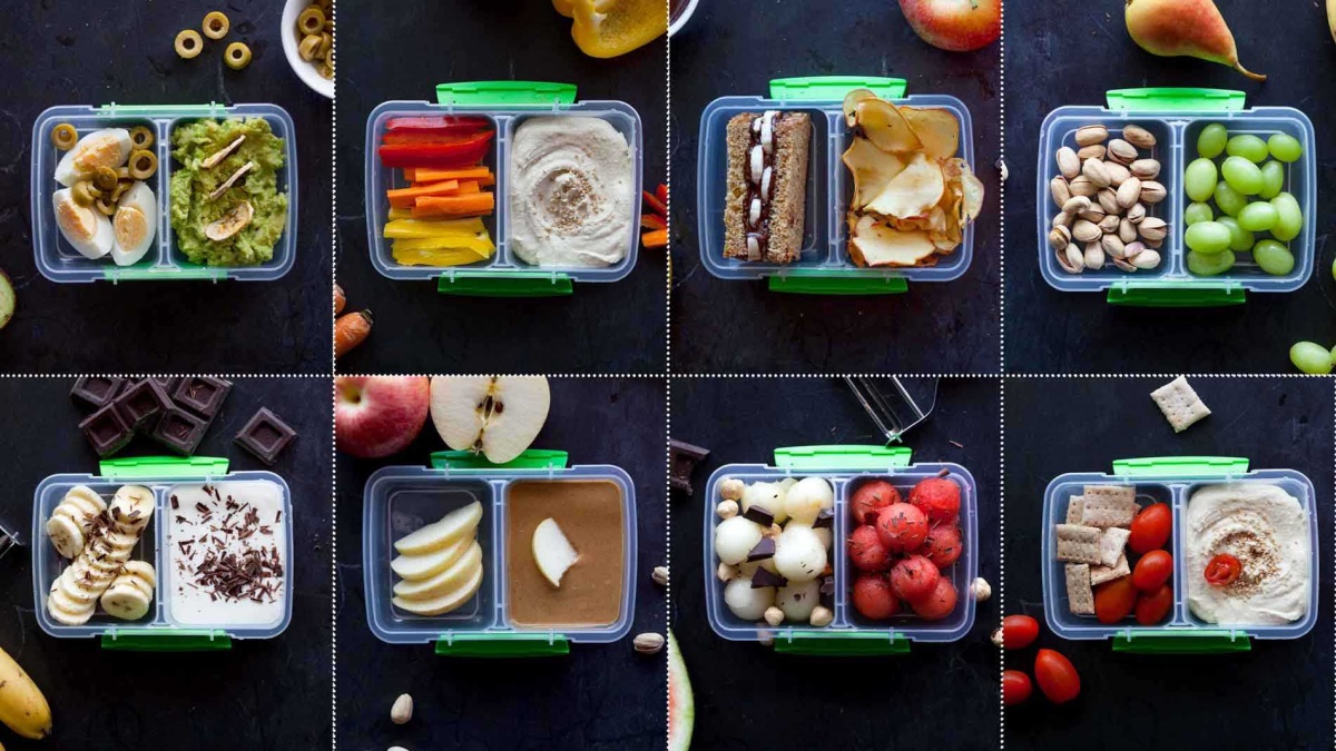 merenda per bambini scatole lunch box con frutta e verdura