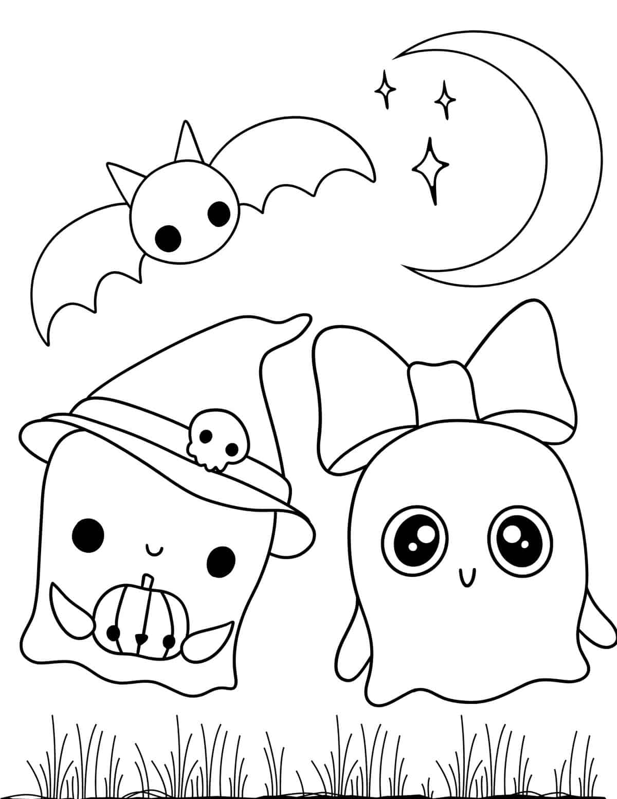 disegni di halloween con fantasmi pipistrelli