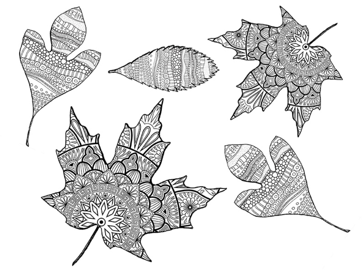 disegni mandala da colorare foglie di autunno