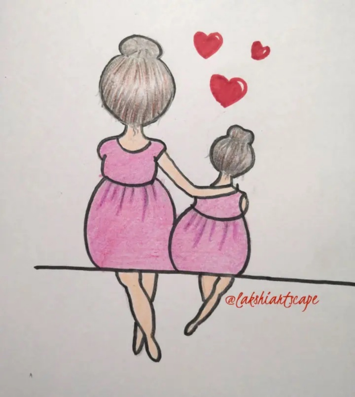 disegni a matita per la mamma e figlia