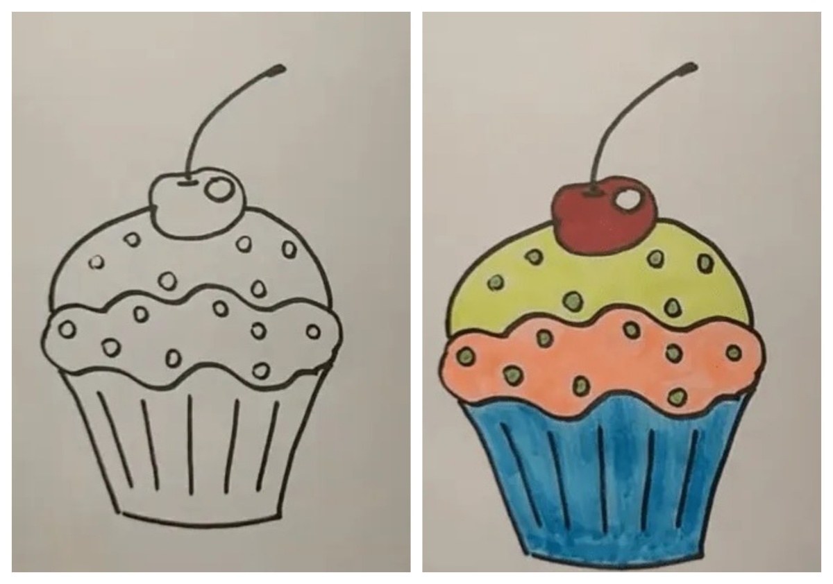 disegni da copiare facili e belli colorare cupcake