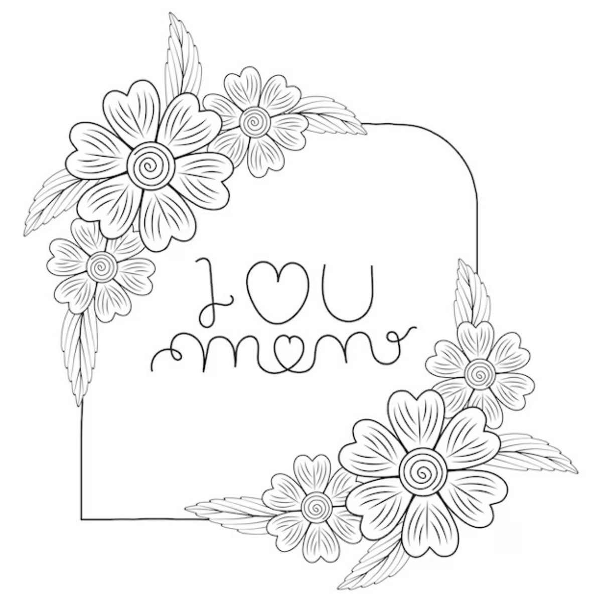 disegno a matita di fiori e scritta per la mamma