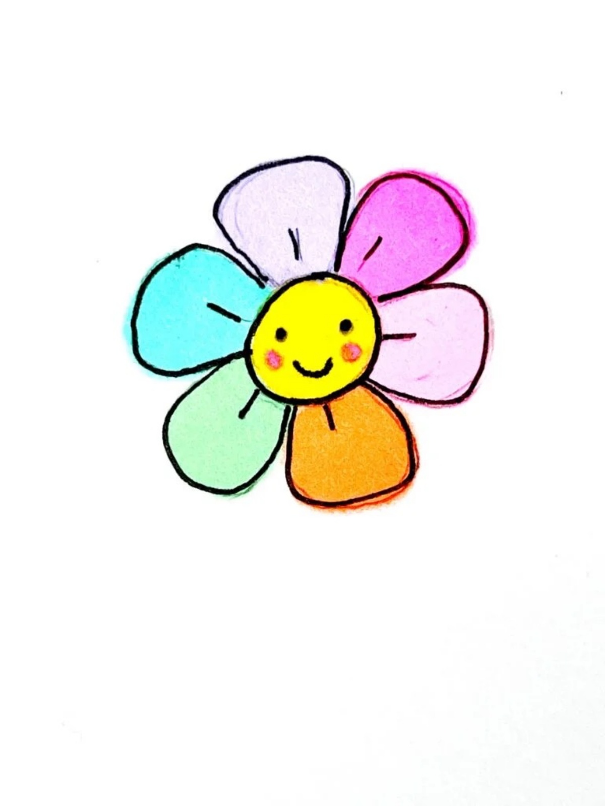 disegno facile da copiare fiore con petali colorati