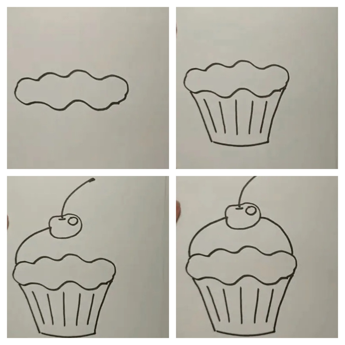 disegno facile tutorial cupcake con ciliegia