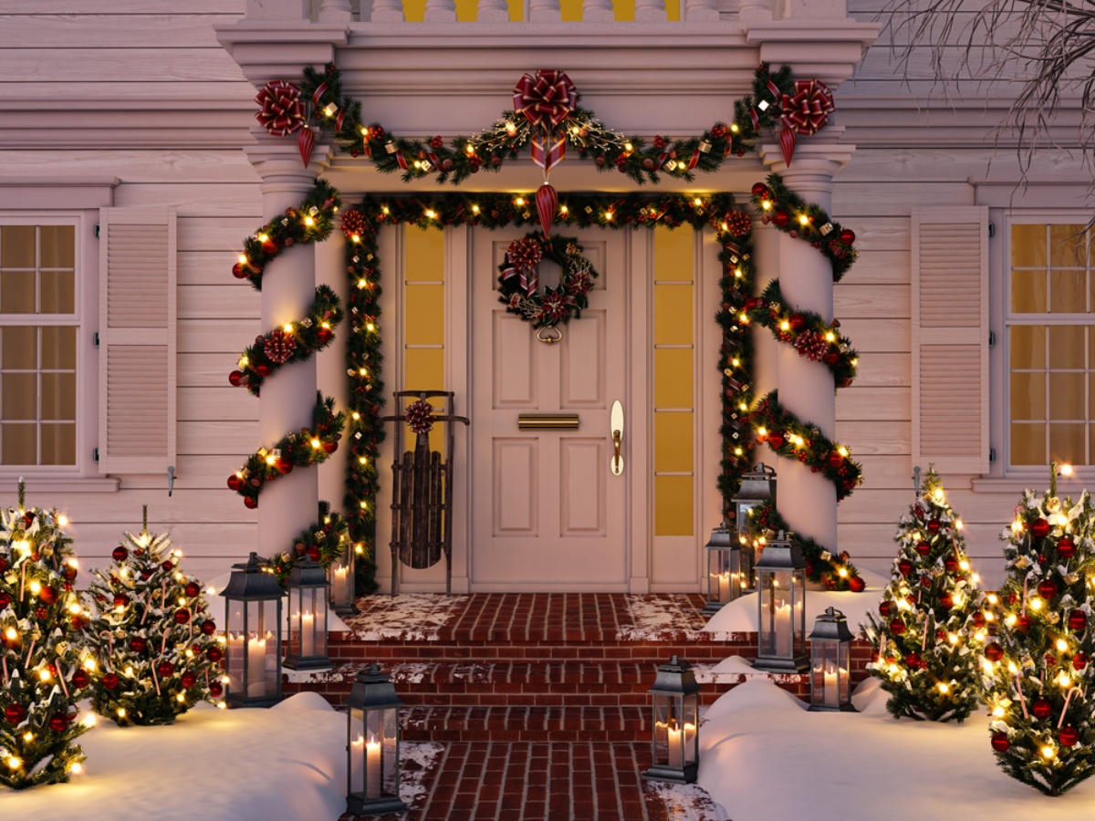 luci natalizie da esterno decorazione della porta