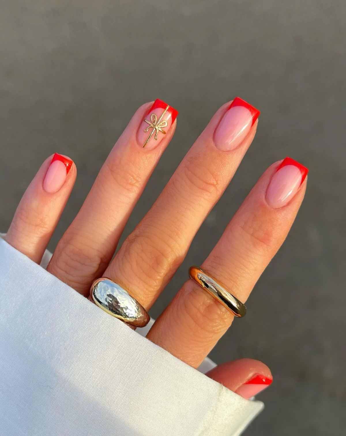 french manicure colorata smalto roso accent nails